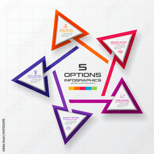 Business concept design with triangle and 5 options,Infographic template can be used for presentation,Vector illustration.