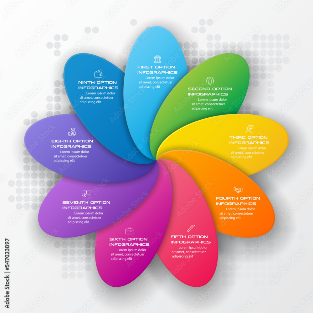 Fototapeta premium Business infographics 9 steps,Abstract design element,Vector illustration.