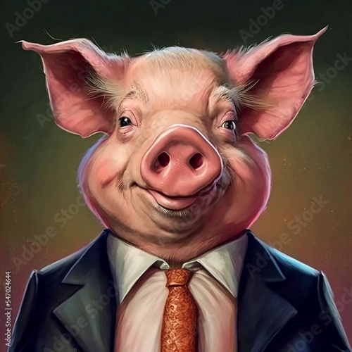 Pig President | Pig In Suit and Tie | Created Using Midjourney and Photoshop photo