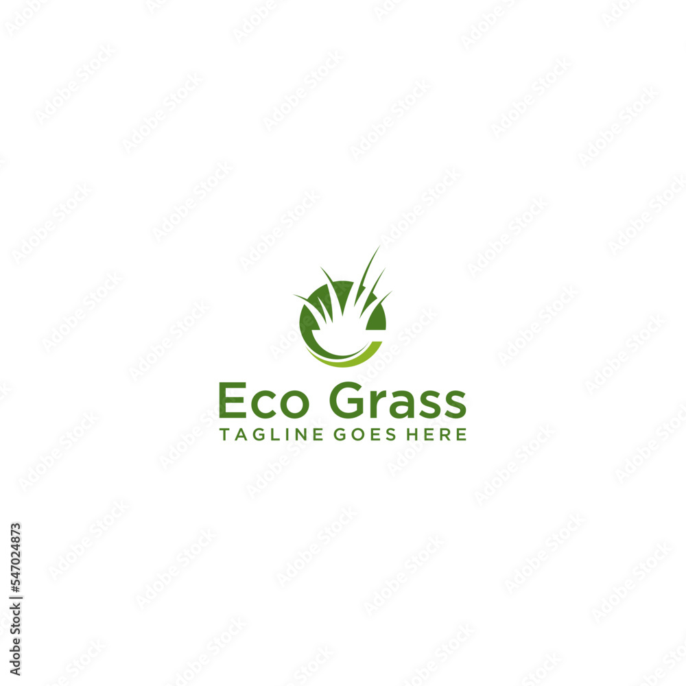 Letter e with grass logo design Letter e with grass logo design