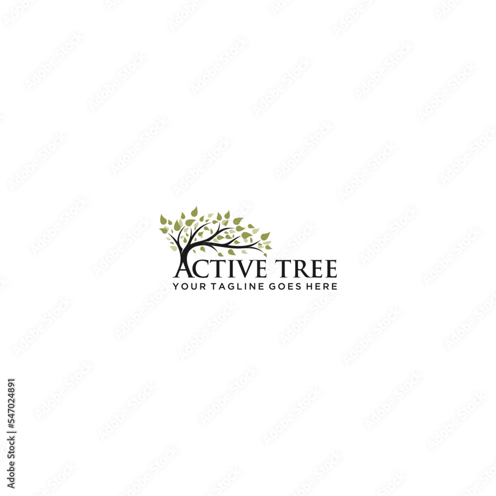 Letter A in active write with tree logo design
