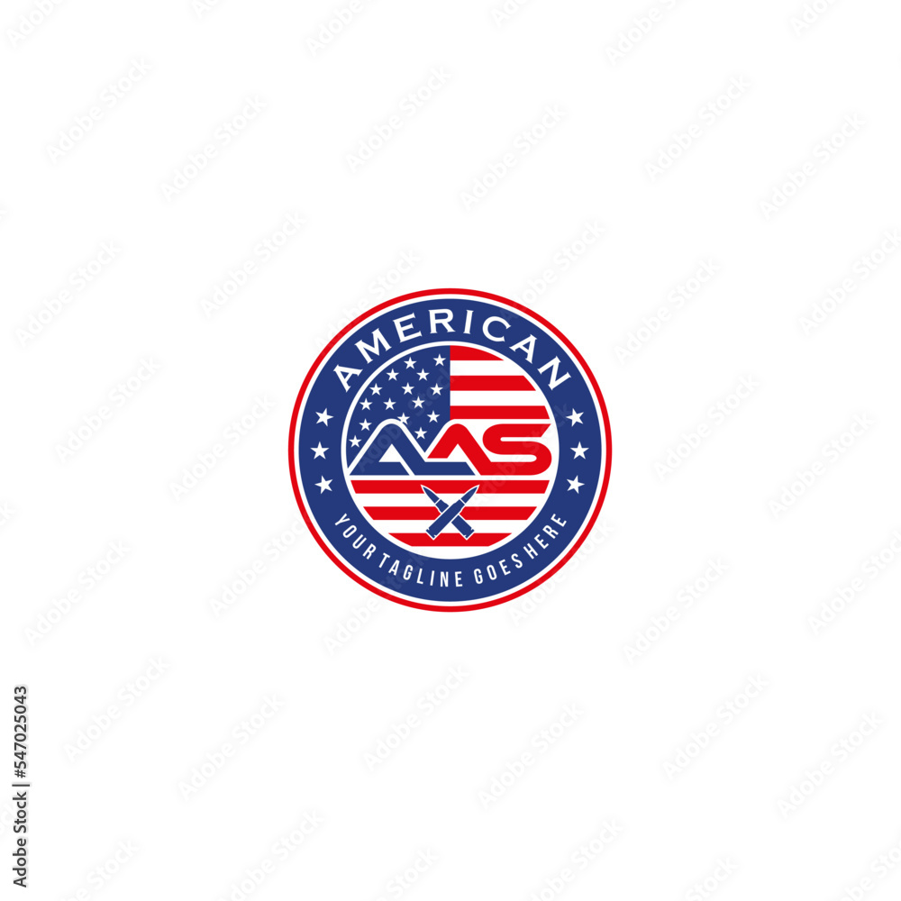 AAS initial and american army logo design