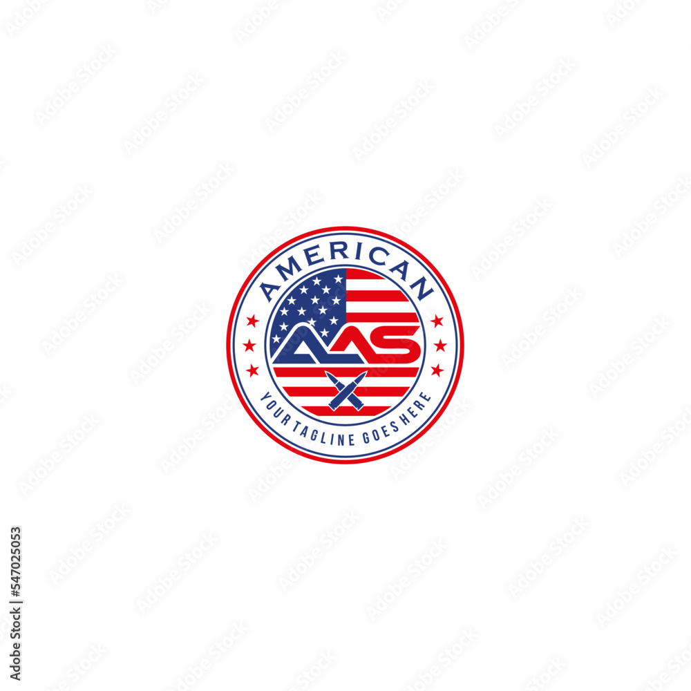 AAS initial and american army logo design AAS initial and american army logo design