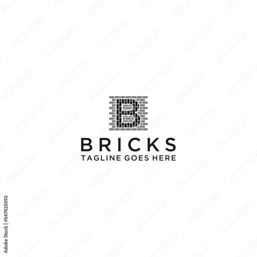 initial letter B brick logo initial letter B brick logo