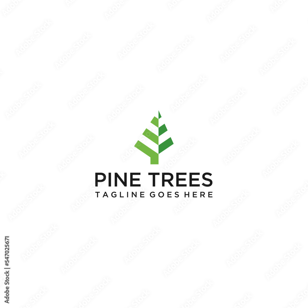 Christmas Tree Logo design vector template linear style.