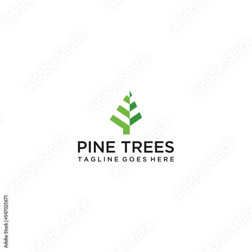 Christmas Tree Logo design vector template linear style.