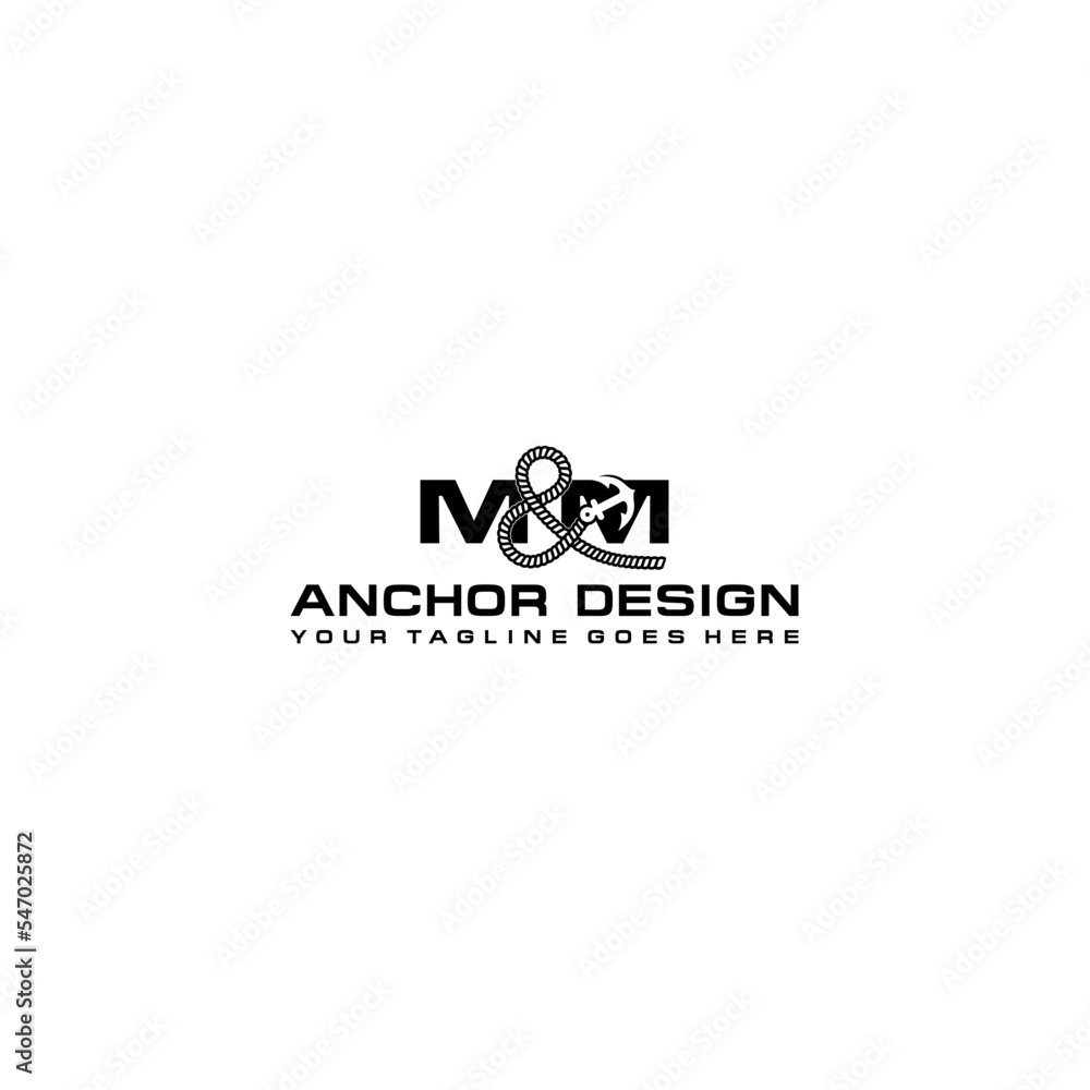 M and M with anchor logo design M and M with anchor logo design