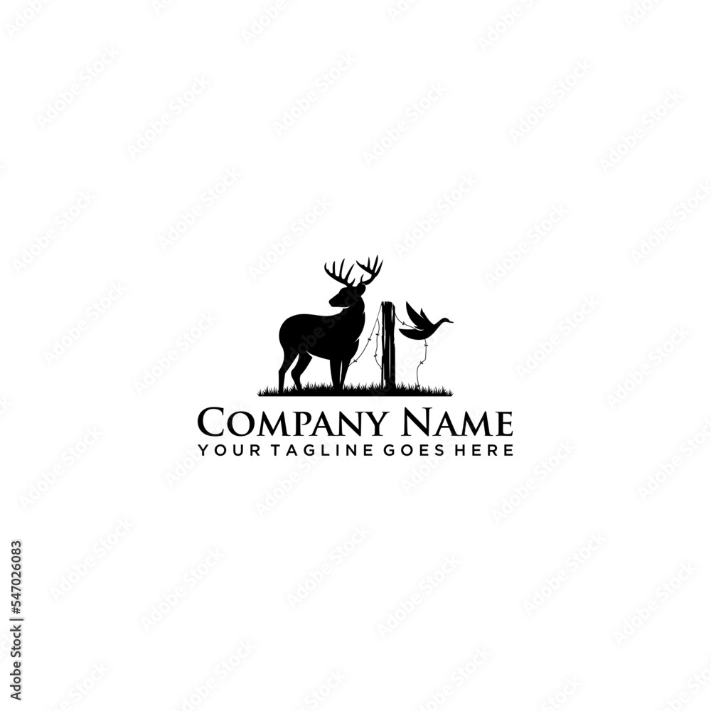 creative deer and bird logo design