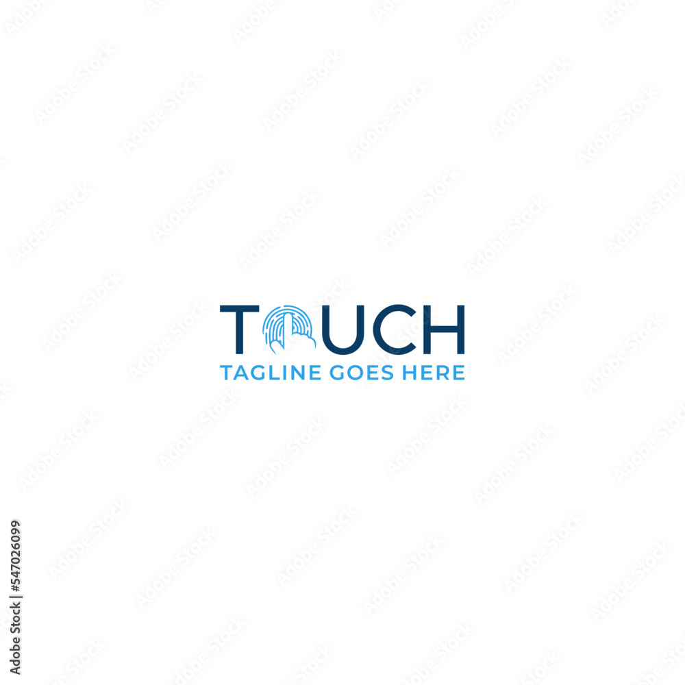 Word mark logo with a picture of the hand that is touching the letter o Word mark logo with a picture of the hand that is touching the letter o