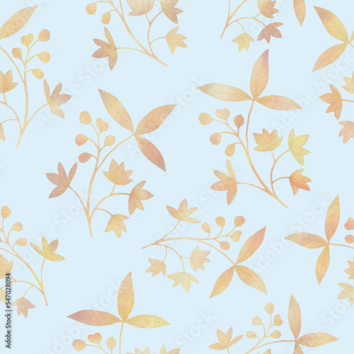 Abstract ornament  watercolor seamless pattern. illustration of a flower with leaves  seamless pattern.