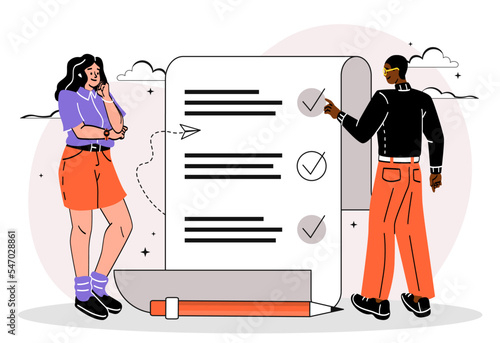 People with checklist