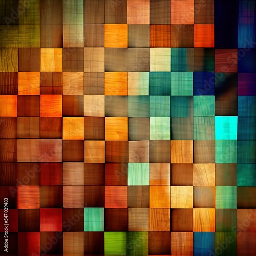 wooden board background, blur of squares © AkuAku