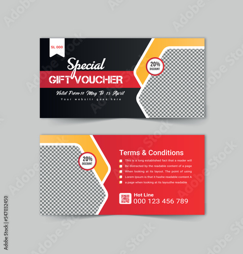 Special gift voucher template or gift card, coupon design for food restaurant