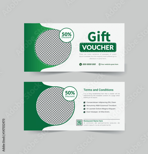 
Food restaurant gift voucher design template. Discount coupons, banners, posters, sales, and product promotions.