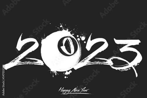 Happy New Year 2023 and billiard ball