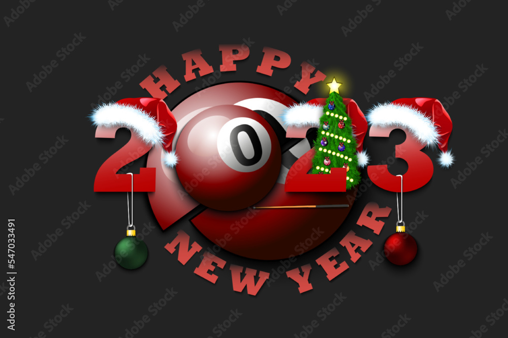 Fototapeta premium Happy New Year 2023 and billiard ball