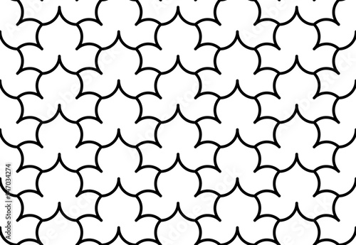 Ethnic or Indian style repeat pattern in curved black outline shapes, PNG transparent background