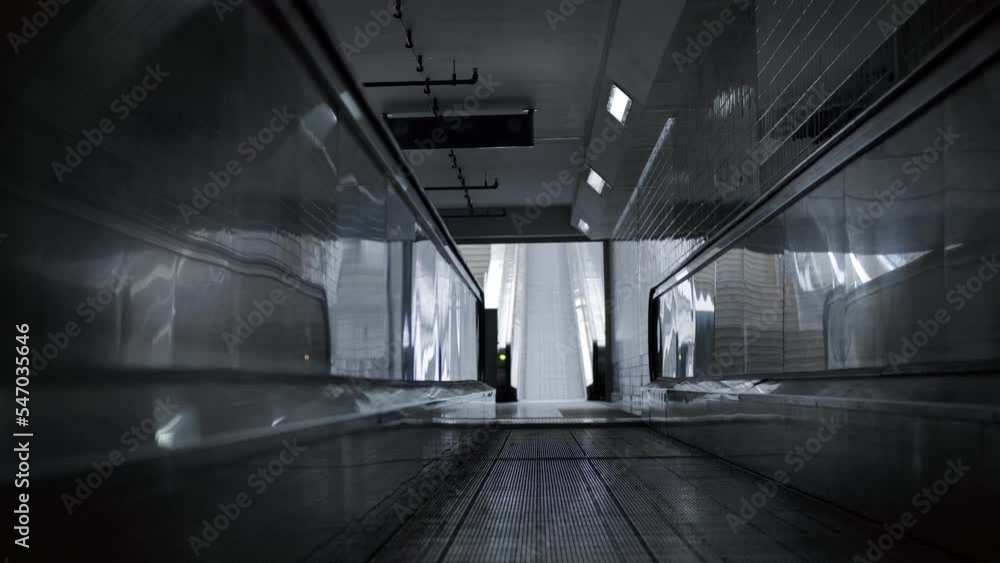 Close up moving walkway, travelator or TravOLator, version of