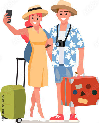 Happy group of teen and Family traveler
.Vector illustration cartoon character.