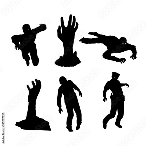 Set of zombie terror silhouettes vector design