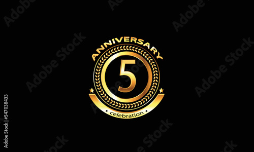 5 anniversary celebration. 5th anniversary celebration. 5 year anniversary celebration logo with black background.