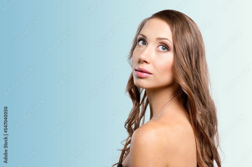 Naklejka premium Happy young woman with perfect skin.