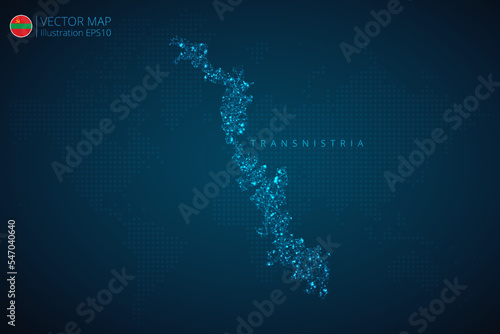 Map of Transnistria modern design with abstract digital technology mesh polygonal shapes on dark blue background. Vector Illustration Eps 10. photo