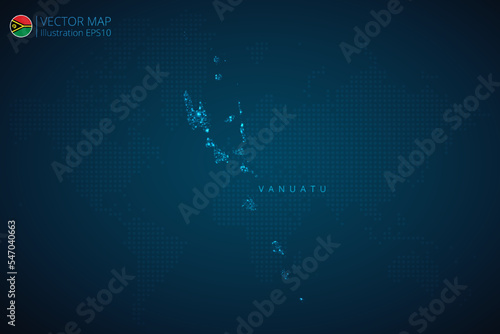 Map of Vanuatu modern design with abstract digital technology mesh polygonal shapes on dark blue background. Vector Illustration Eps 10.