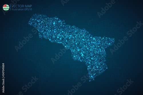 Map of Abkhazia modern design with abstract digital technology mesh polygonal shapes on dark blue background. Vector Illustration Eps 10.