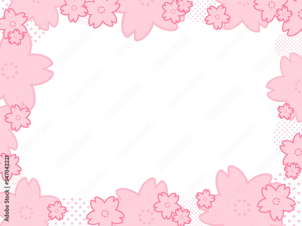 背景素材 フレーム 桜 春 ピンク色 透過PNG