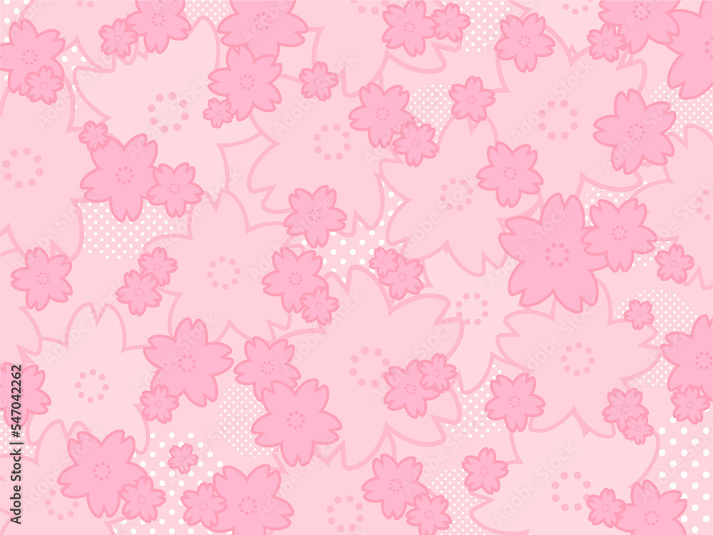 背景素材 桜 春 ドット 満開 ピンク色