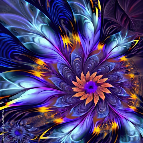 Fractal flower. Abstract fractal art in floral style.