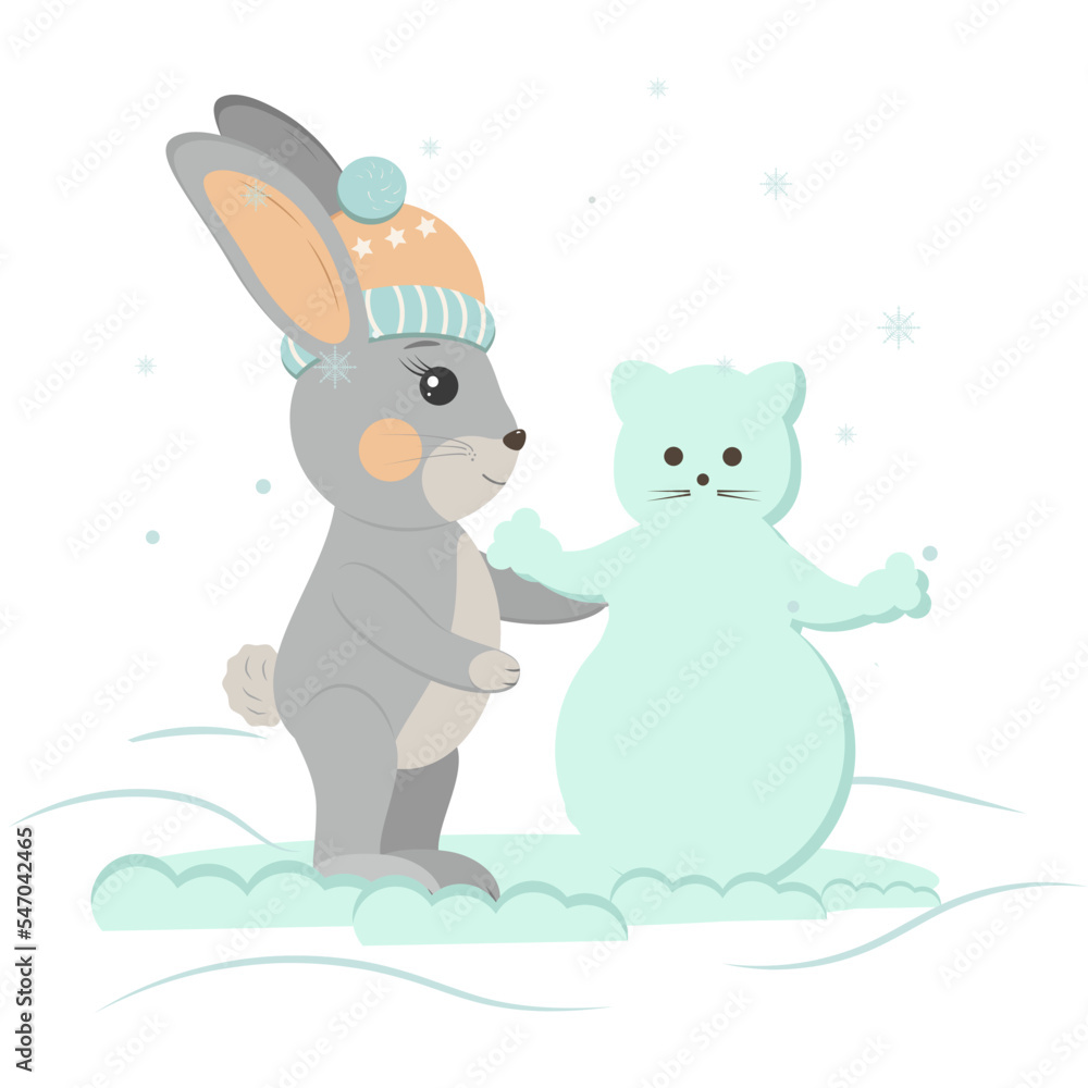 a rabbit in a hat makes a cute snowman a rabbit in a hat makes a cute snowman