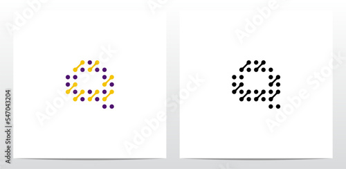 Dots Conected Diagonal Lines Letter Logo Design Q