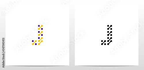 Dots Conected Diagonal Lines Letter Logo Design J