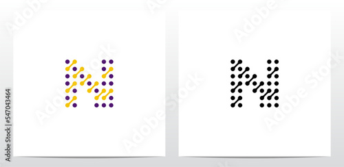 Dots Conected Diagonal Lines Letter Logo Design N