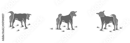 Gray cartoon dog isolated vector illustration