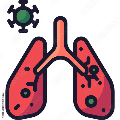  lungs infected by corona virus icon