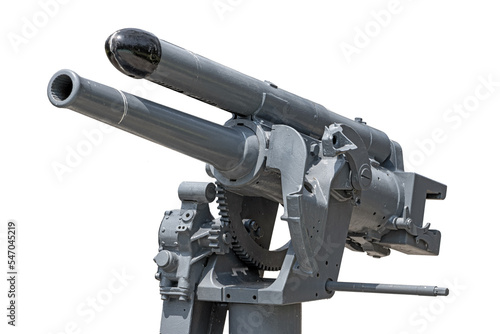 Historic anti-aircraft gun isolated on white background
