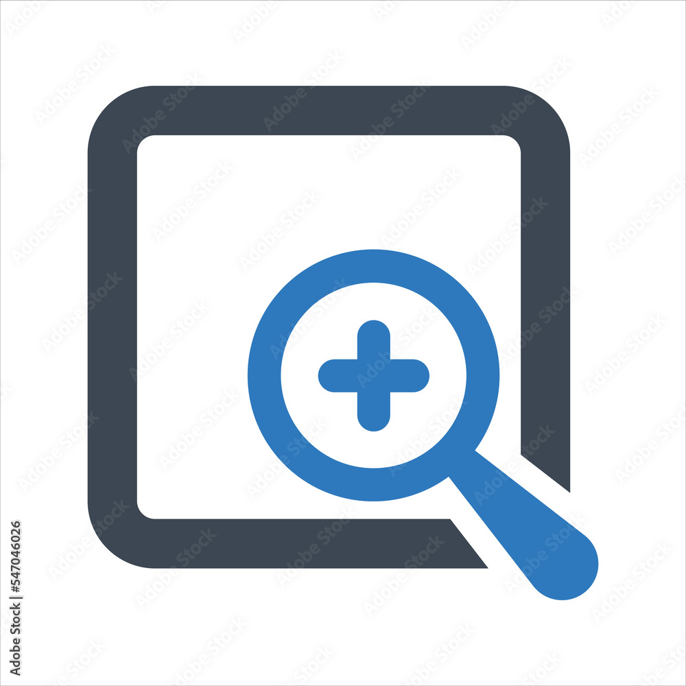 Page zoom icon. Document zoom, document search icon. Vector and glyph Page zoom icon. Document zoom, document search icon. Vector and glyph