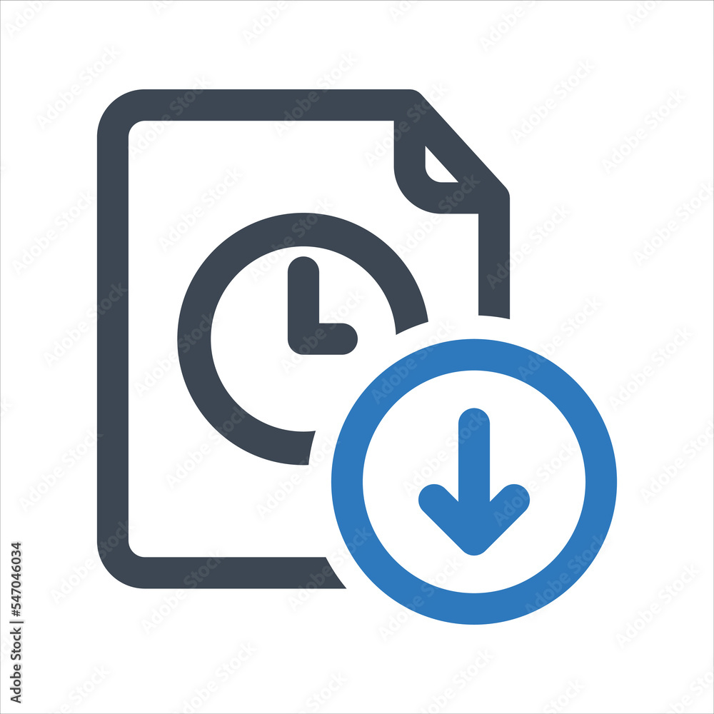 Download time icon, Document download time icon. Vector and glyph Download time icon, Document download time icon. Vector and glyph