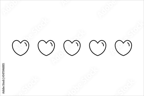 Collection of Heart icon, Symbol of Love Icon flat style modern design Isolated on Blank Background. Vector illustration.