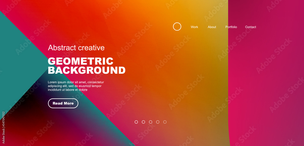 Geometric landing page background. Fluid colors and simple shapes abstract composition. Vector illustration for wallpaper, banner, background, leaflet, catalog, cover, flyer Geometric landing page background. Fluid colors and simple shapes abstract composition. Vector illustration for wallpaper, banner, background, leaflet, catalog, cover, flyer