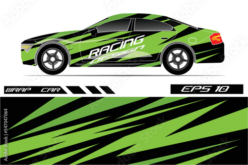 Car sticker wrap design vector. Graphic abstract line racing background kit design for vehicle  race car  rally  adventure