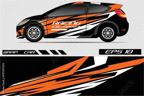 Car sticker wrap design vector. Graphic abstract line racing background kit design for vehicle  race car  rally  adventure