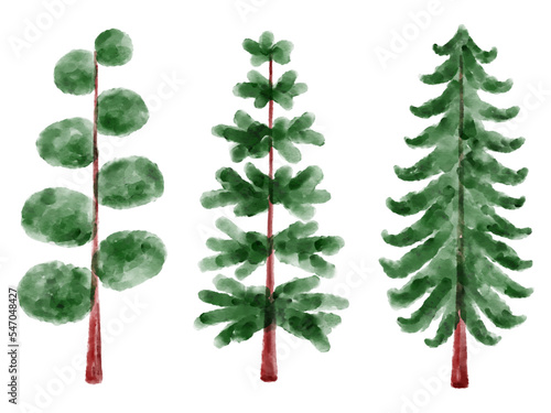 Pine Christmas Tree Watercolor