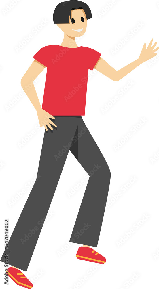 teenage boy running. flat style