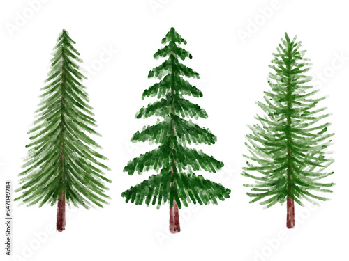 Christmas Pine Tree Watercolor © PurMoon