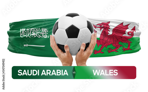 Saudi Arabia vs wales national teams soccer football match competition concept. © prehistorik
