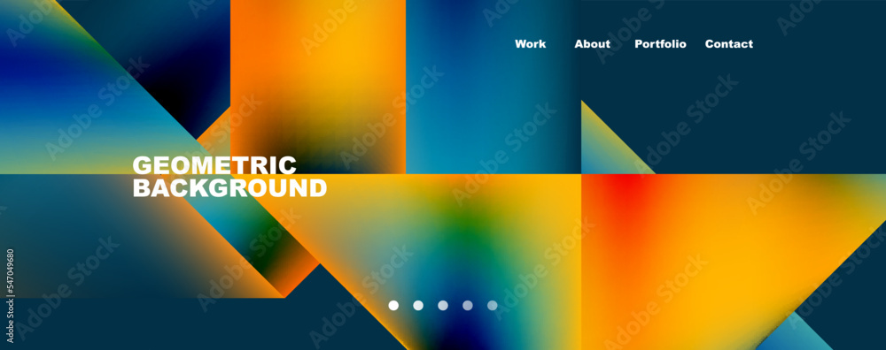 Trendy minimal geometric composition abstract background. Triangle fluid bright colors backdrop. Vector Illustration For Wallpaper, Banner, Background, Card, Book Illustration, landing page - obrazy, fototapety, plakaty 